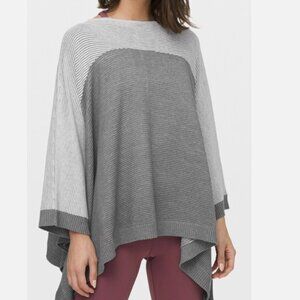 Lululemon Pancho Womens One Size Gray Colorblock Ribbed Pullover Sweater OS